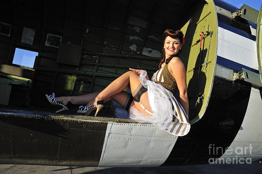 sexy 1940 1940s aircraft christian kieffer sitting skytrain inside pinup photograph photographs allposters fulcrumgallery fineartamerica 1st uploaded august which c47
