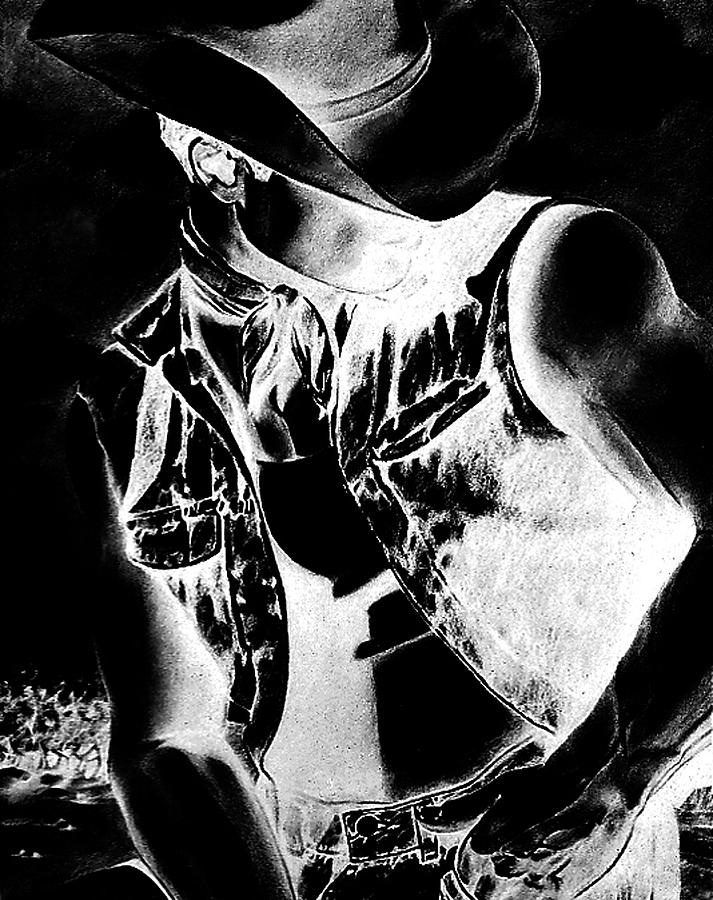 Print with Black And White Sexy Cowboy  Painting by RjFxx at beautifullart com Friedenthal