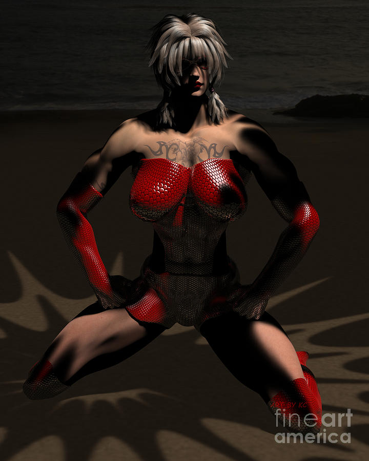Sexy female hero at the beach Digital Art by Vintage Collectables