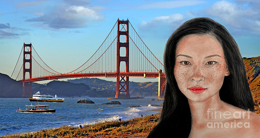 Sexy Freckle Faced Beauty Lucy Liu Altered Version Photograph by Jim Fitzpatrick