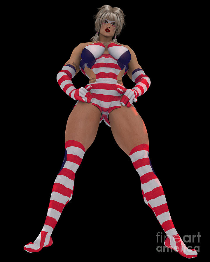 Sexy Super Hero Girl floating in Dark Matter Digital Art by Vintage Collectables