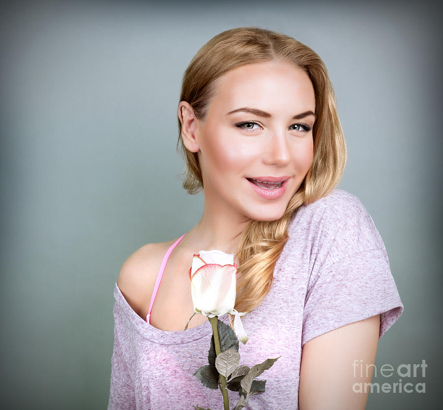 Sexy Woman With White Rose Photograph By Anna Om