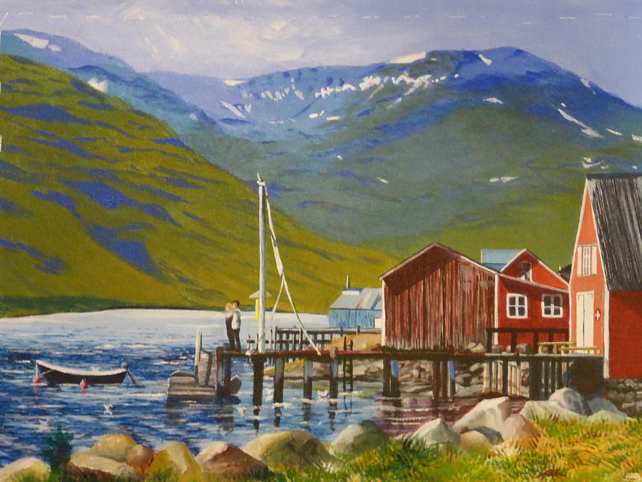 Wharf Painting - Seydisfjordur Wharf by Barbara Ebeling