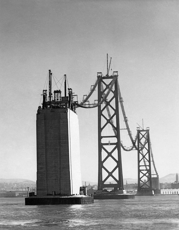 SF Bay Bridge Construction Photograph by Charles Hiller