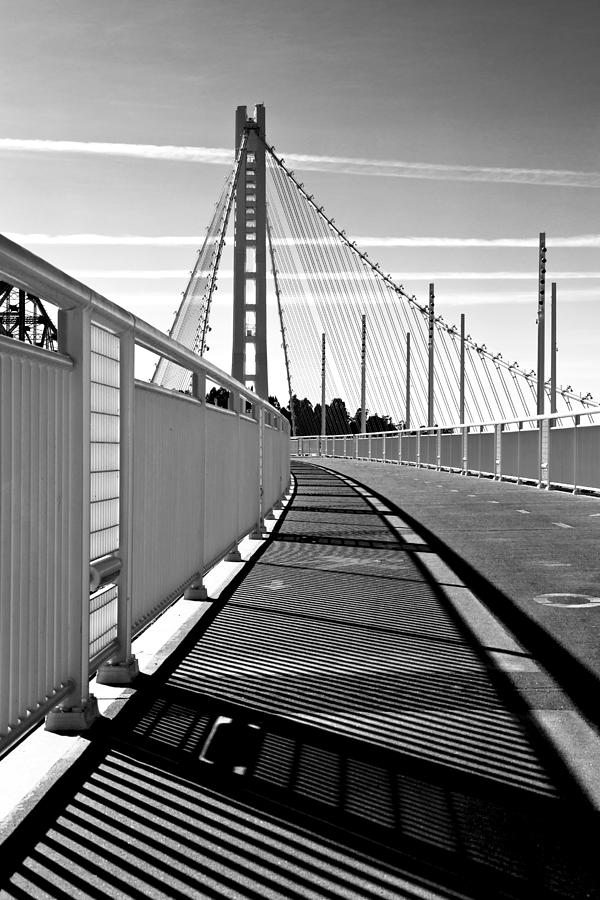 Oakland Photograph - SF Bay Bridge Pedestrian Path in BW by Her Arts Desire