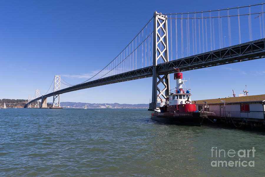 San Francisco Photograph - SFFD Guardian Fireboat Number 2 At The Bay Bridge on The Embarcadero DSC01839 by Wingsdomain Art and Photography