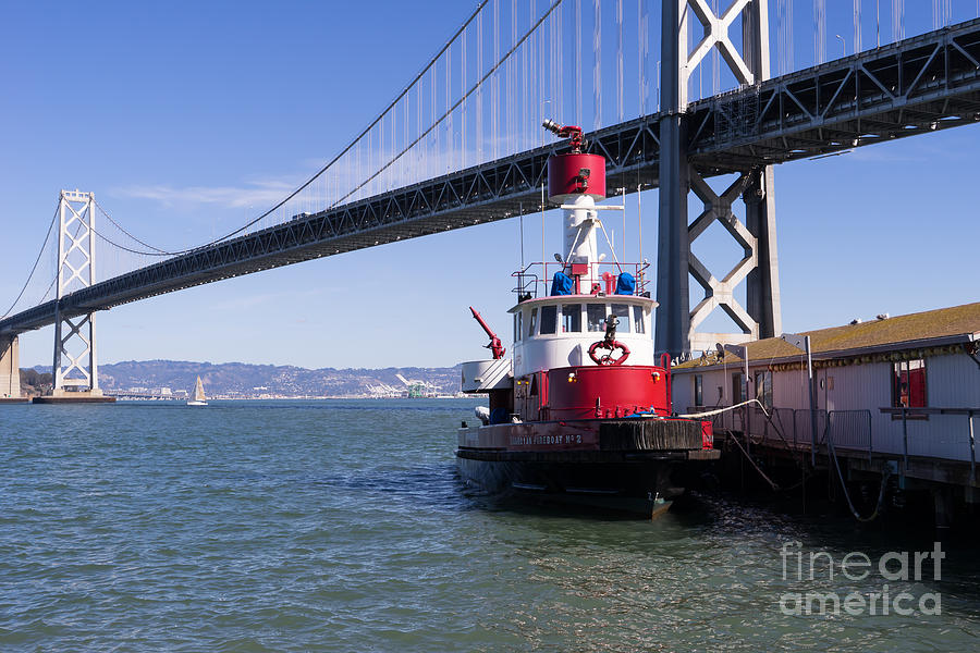 SFFD Guardian Fireboat Number 2 At The Bay Bridge on The Embarcadero DSC01841 Photograph by Wingsdomain Art and Photography