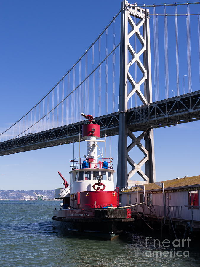 SFFD Guardian Fireboat Number 2 At The Bay Bridge on The Embarcadero DSC01842 Photograph by Wingsdomain Art and Photography