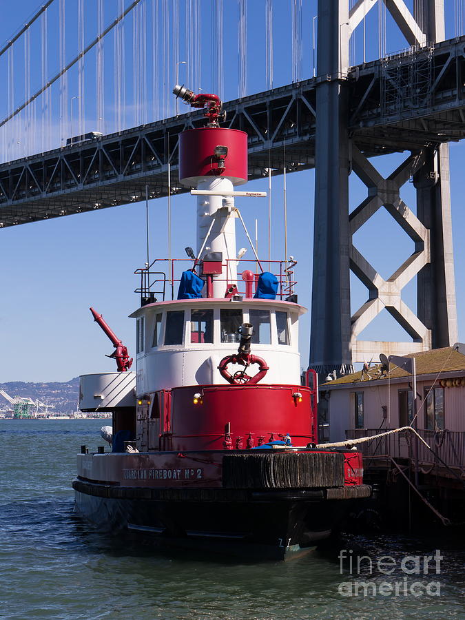 SFFD Guardian Fireboat Number 2 At The Bay Bridge on The Embarcadero DSC01843 Photograph by Wingsdomain Art and Photography