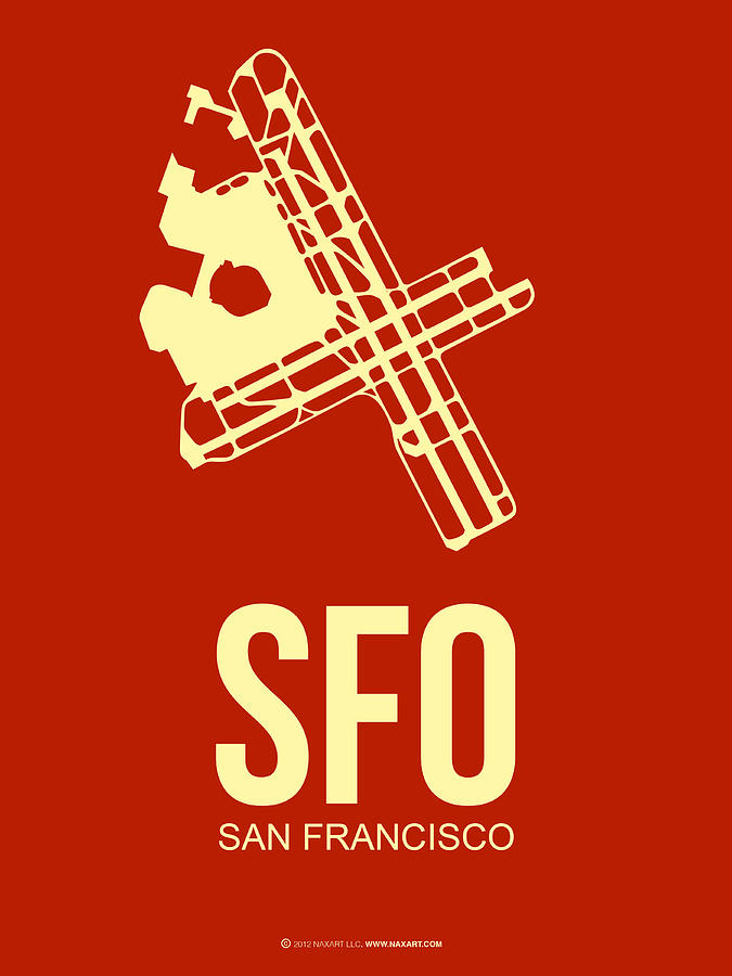 San Francisco Digital Art - SFO San Francisco Airport Poster 2 by Naxart Studio