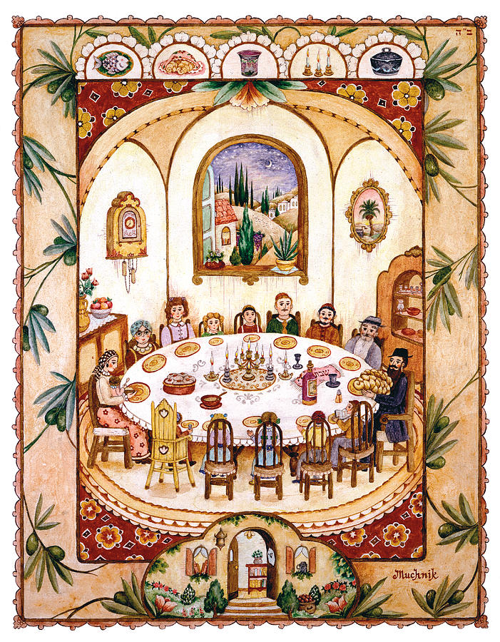 Sunset Painting - Shabbat Table by Michoel Muchnik