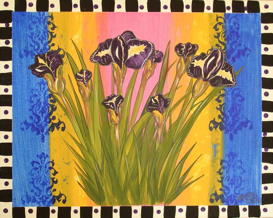 Shabby Chic Iris Painting by Cindy Micklos