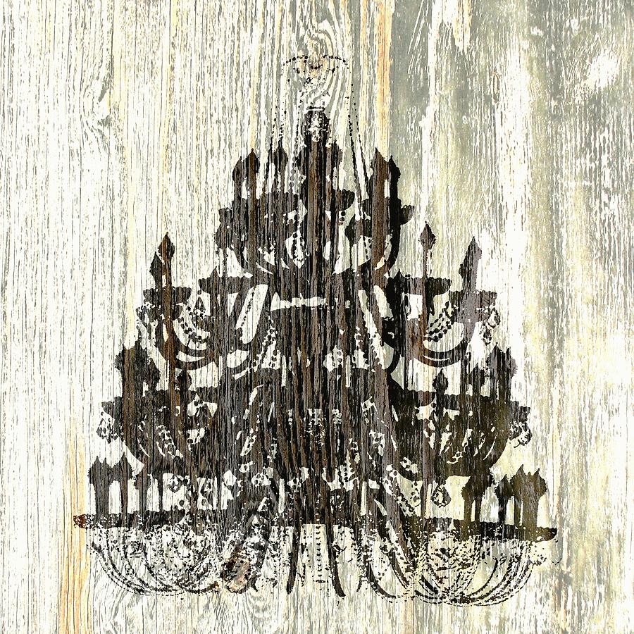 Shabby Chic Rustic Black Chandelier On White Washed Wood Photograph by Suzanne Powers