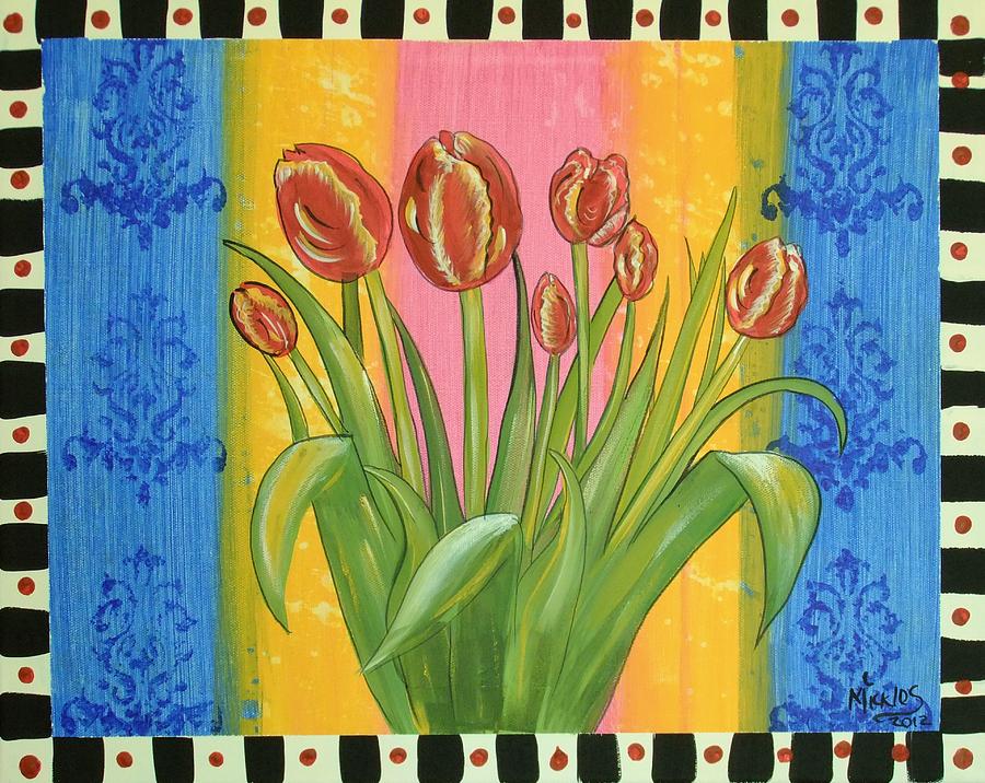 Shabby Chic Tulips Painting by Cindy Micklos