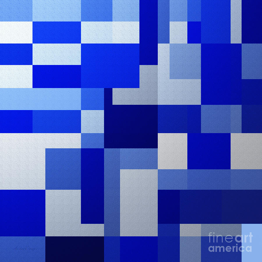 Shades Of Blue Abstract Square Digital Art by Andee Design