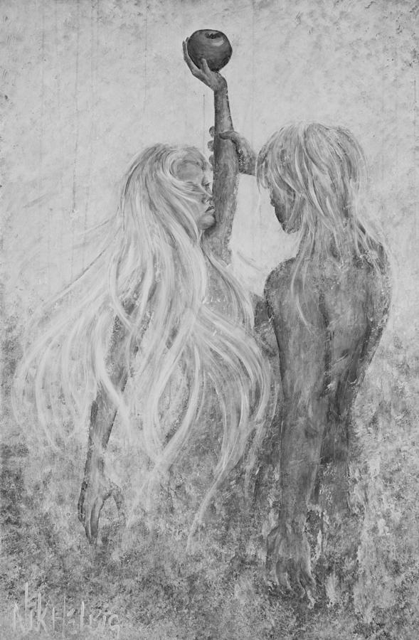 Shades of Gray - Adam and Eve Painting by Nik Helbig