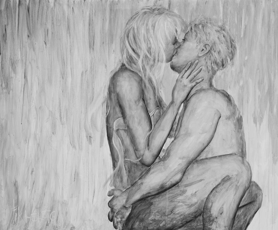 Shades of Grey - wet romance Painting by Nik Helbig