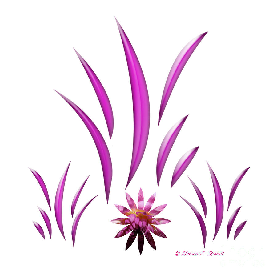 Shades of Pink Leaves and Flower on Pink Design Digital Art by Monica C Stovall