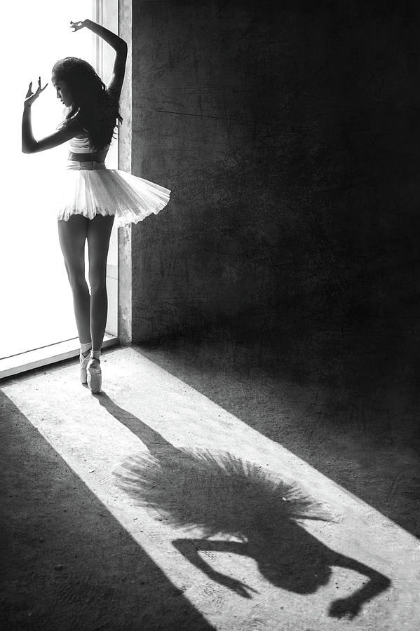 Black And White Photograph - Shadow Dance by Sebastian Kisworo
