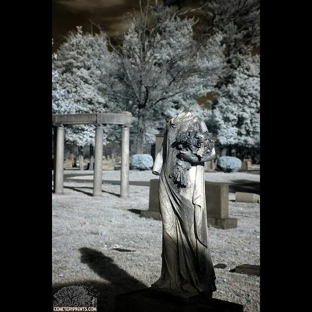 Infrared Photograph - Shadow Head / #cemeteryprints by Sid Graves
