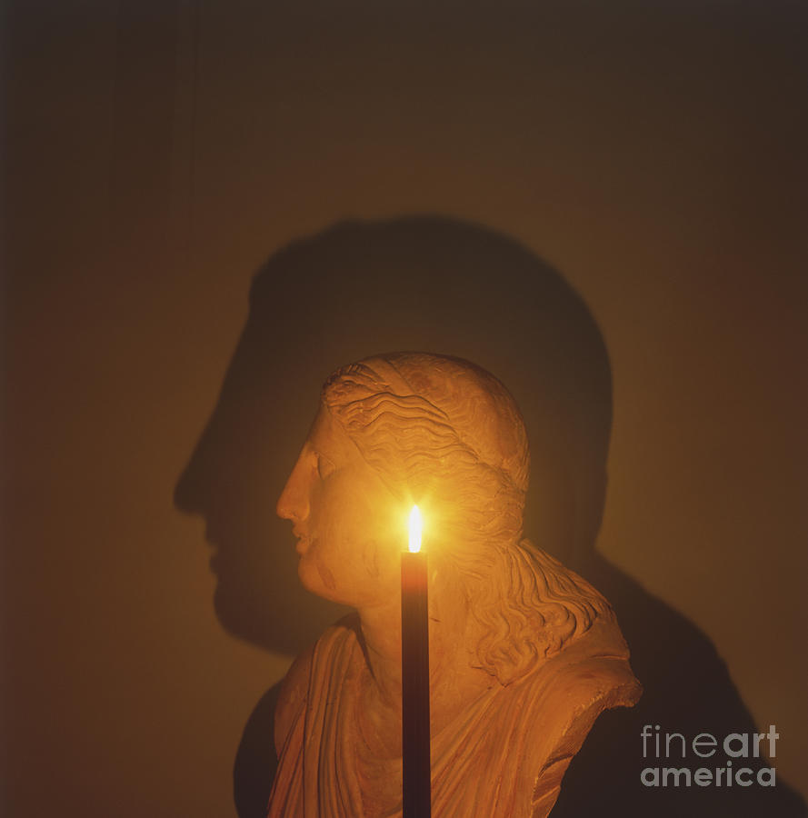 Greek Photograph - Shadow Of A Bust In Candle Light by Dave King / Dorling Kindersley / Science Museum, London