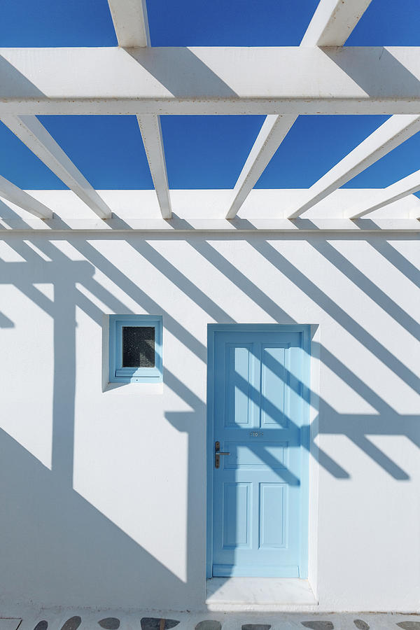 Shadow On Traditional Greek House Photograph by Deimagine