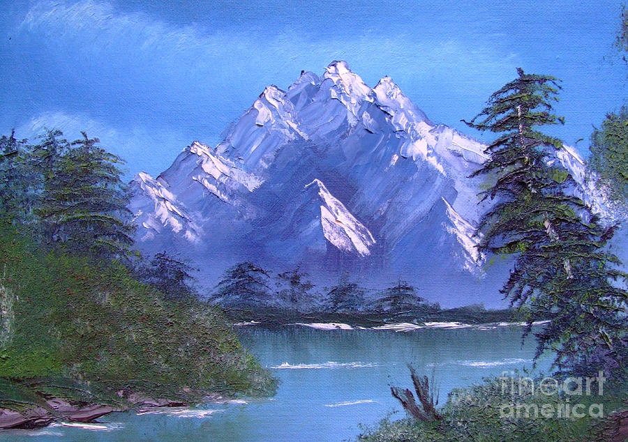 Shadowed Mountain Lake Painting by Marianne NANA Betts