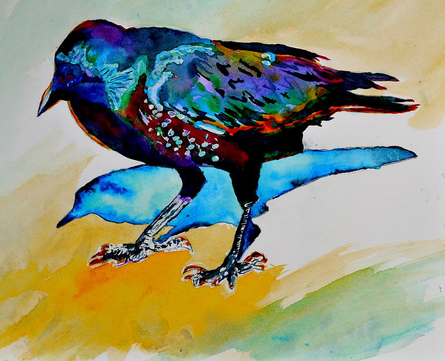 Crow Painting - Shadowland Visitor by Beverley Harper Tinsley