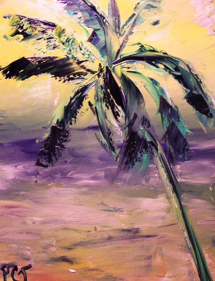 Beach Painting - Shadows and Light with Palm Tree by Patricia Clark Taylor