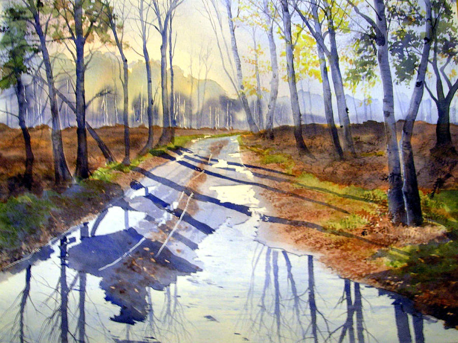 Shadows and Reflections on Skipwith Common Painting by Glenn Marshall