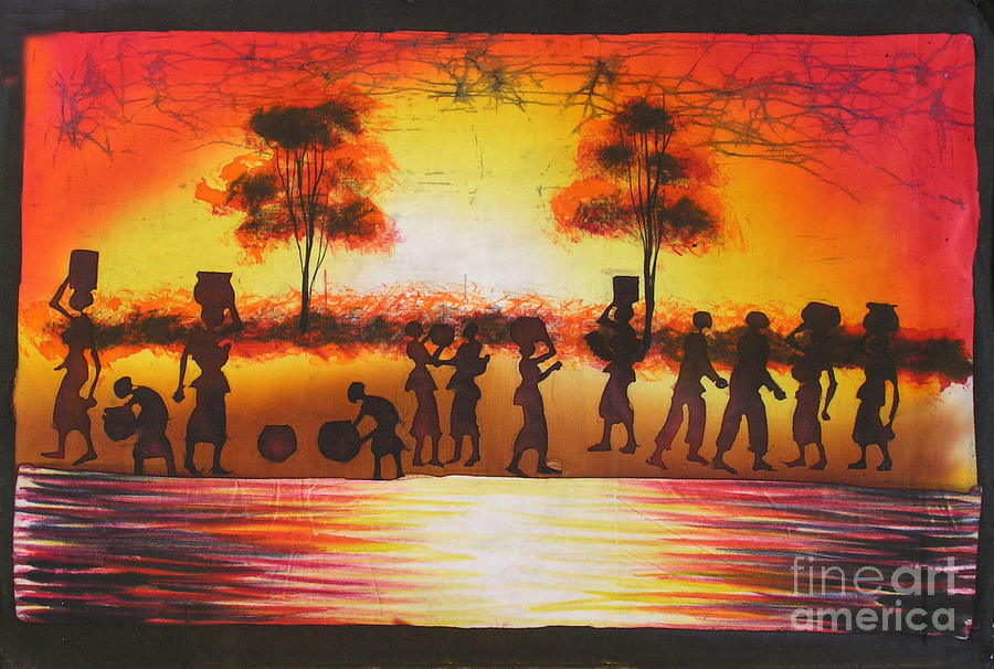 African Painting - Shadows Of Unity by Peter Mkoweka African Painting - Shadows Of Unity by Peter Mkoweka