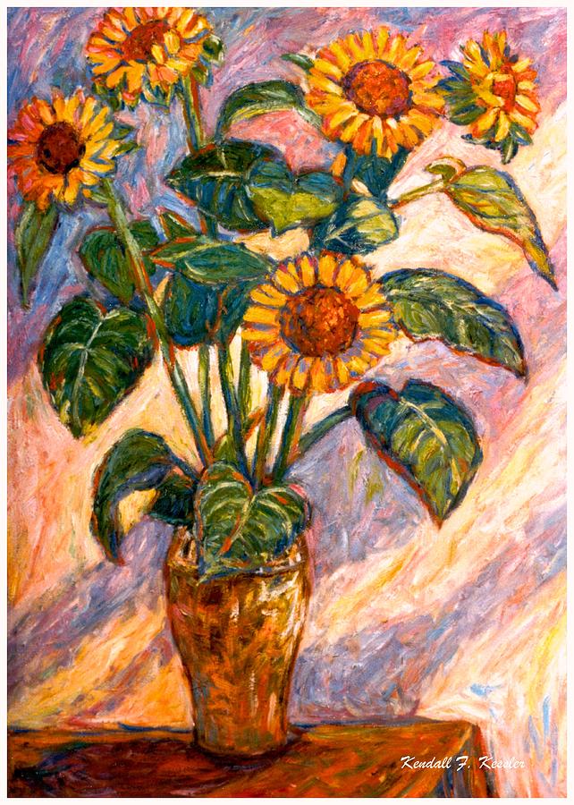 Shadows on Sunflowers Painting by Kendall Kessler