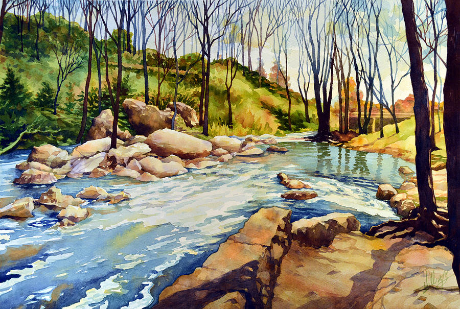 Shallow Water Rapids Painting by Mick Williams