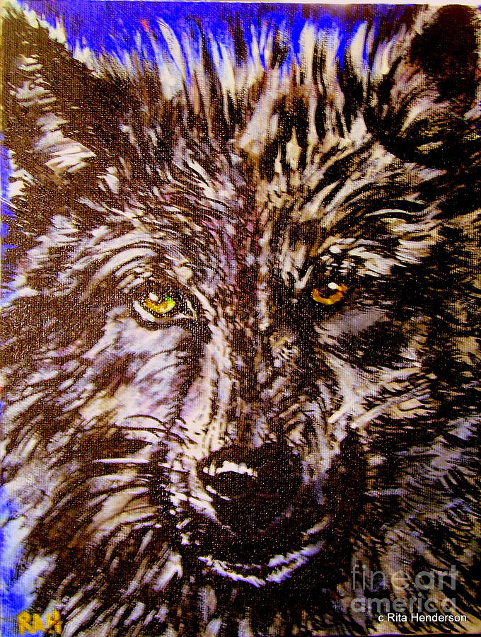 Shaman Wolf Painting by Rita Henderson