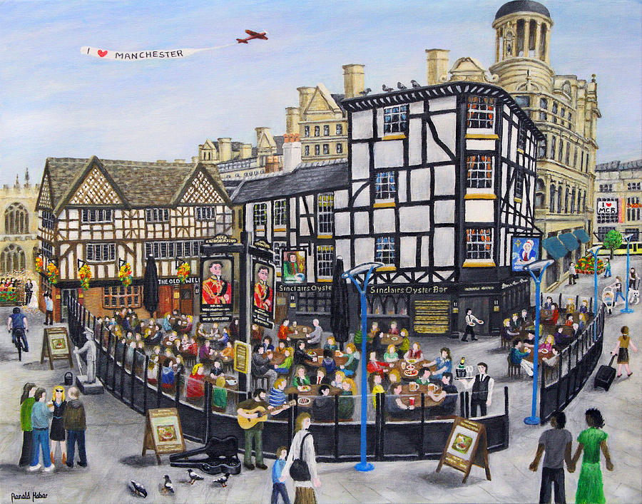 Shambles Square - Manchester Painting by Ronald Haber