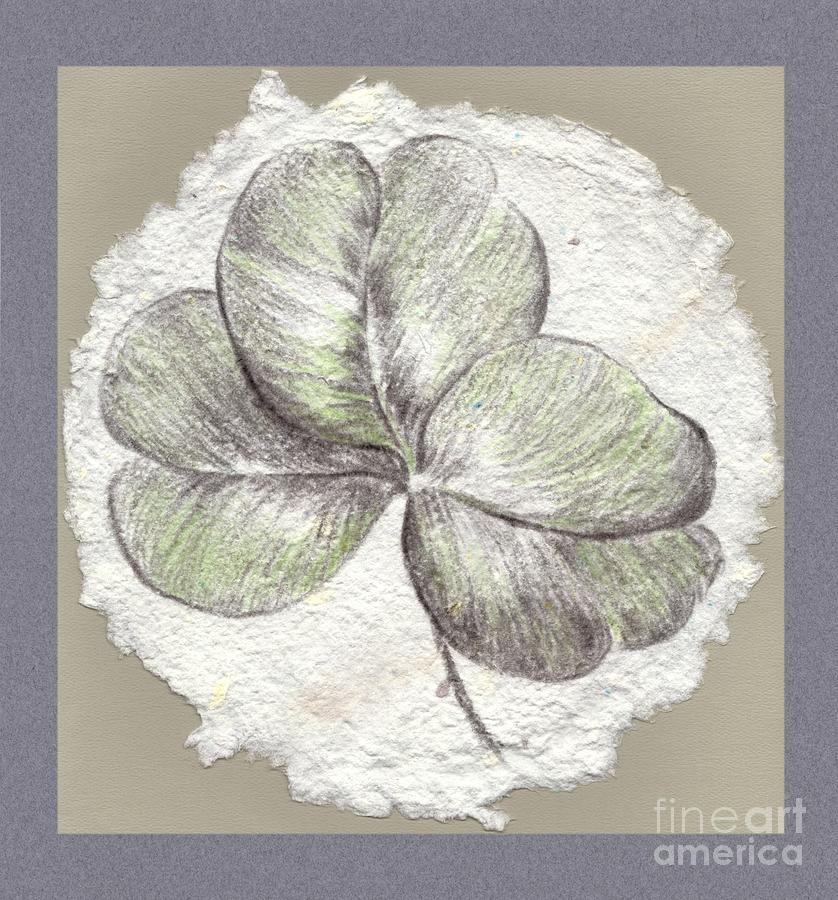 Shamrock on Handmade Paper Drawing by MM Anderson