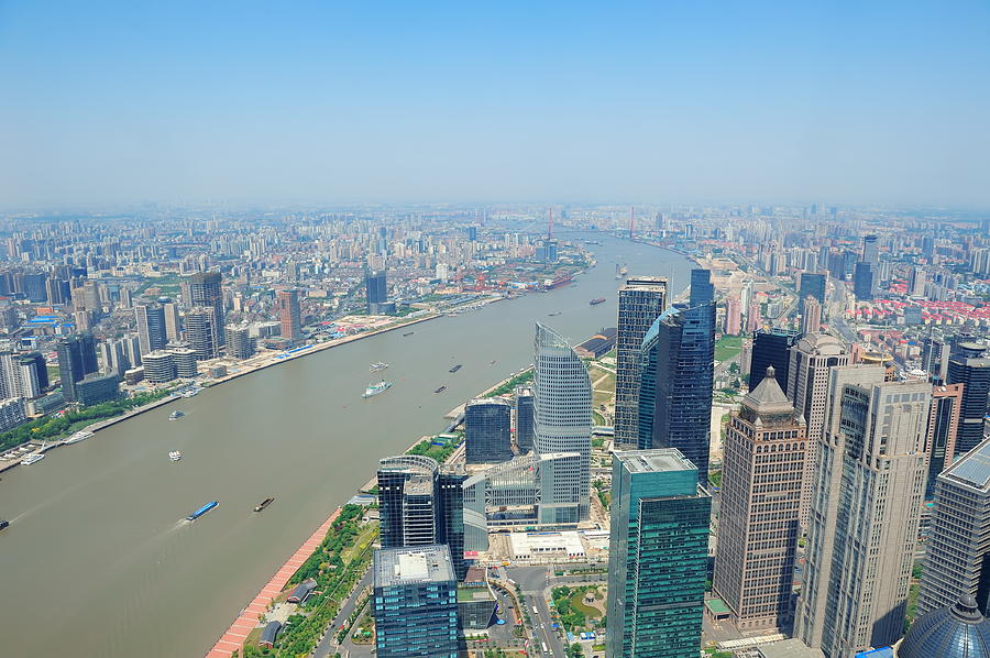 Shanghai aerial in the day Photograph by Songquan Deng