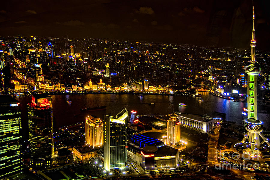 Shanghai, China At Night Photograph by Bill Bachmann