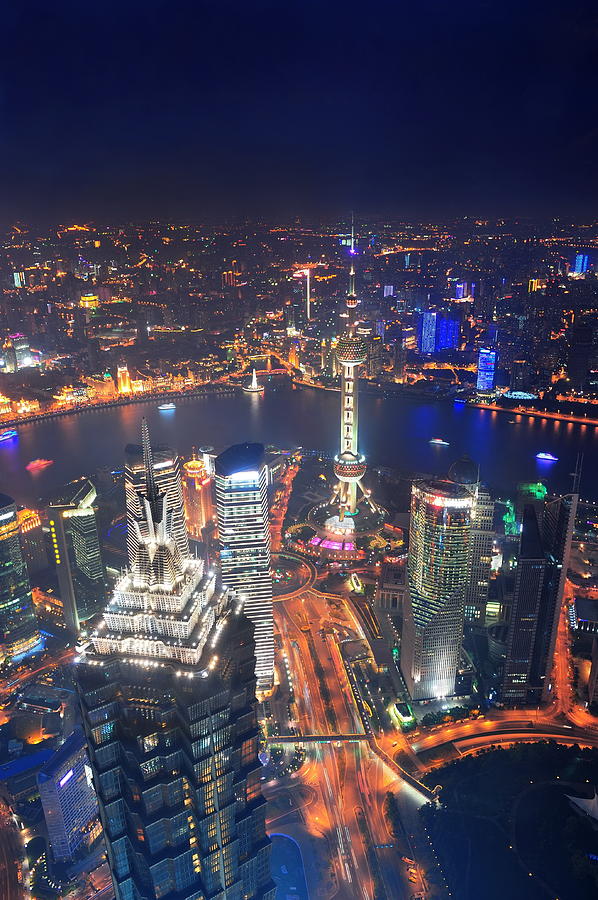 Shanghai city aerial view Photograph by Songquan Deng