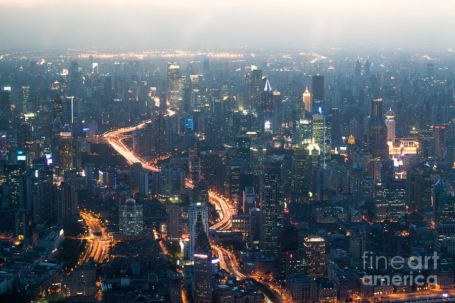 Shanghai city at dusk China Photograph by Matteo Colombo