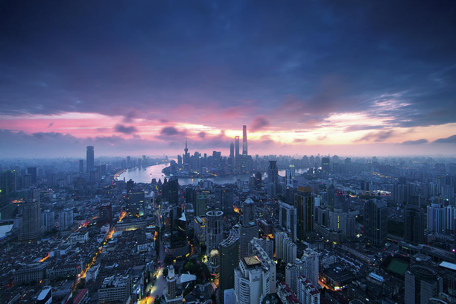 Shanghai City Sunrise Photograph by Comezora