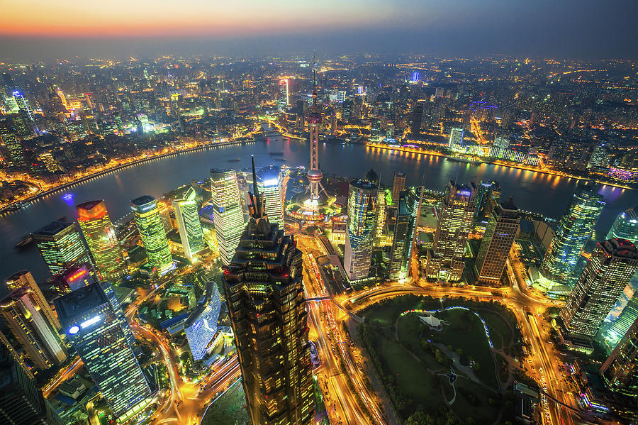 Shanghai, Dusk To Night, China Photograph by Cuiphoto Shanghai, Dusk To Night, China Photograph by Cuiphoto