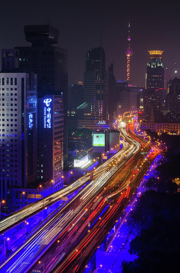 Shanghai Highway Leading To Pearl Photograph by Rwp Uk