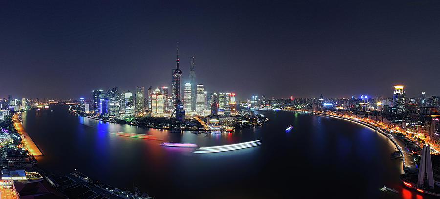 Shanghai Night Photograph by Mendowong Photography