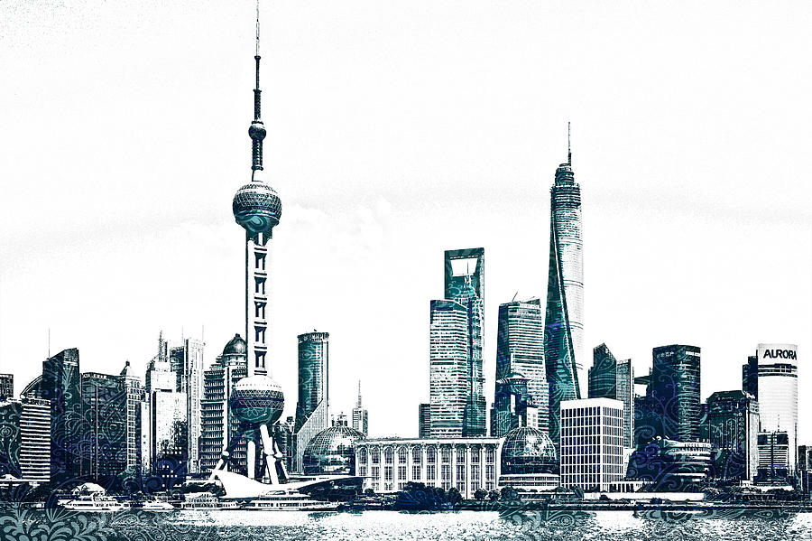 Shanghai Skyline Drawing