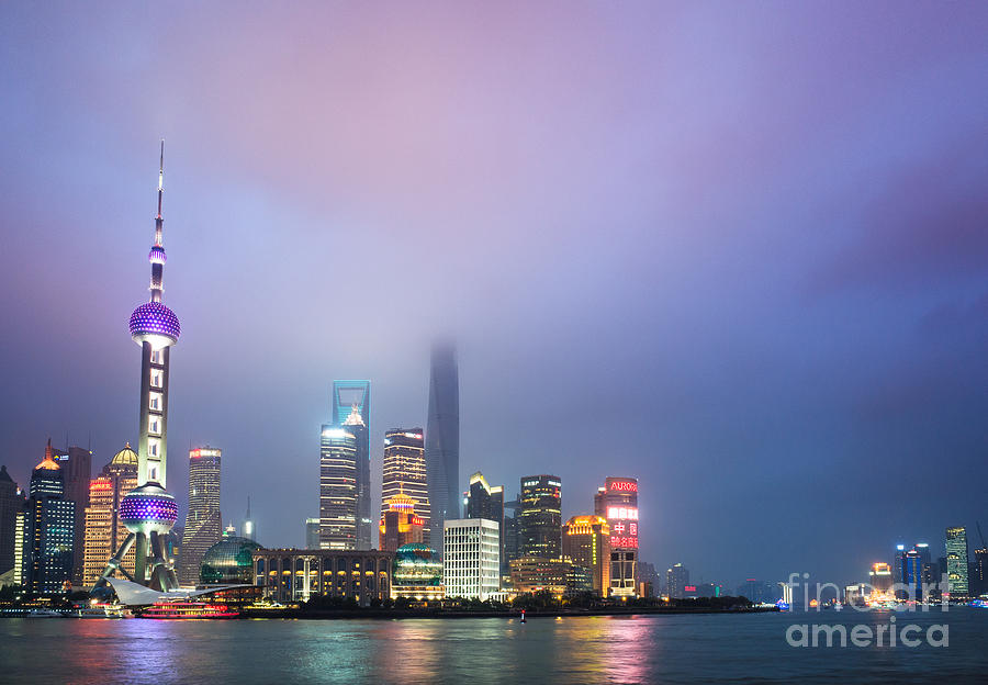 Skyscraper Photograph - Shanghai the bund skyline by Tuimages  