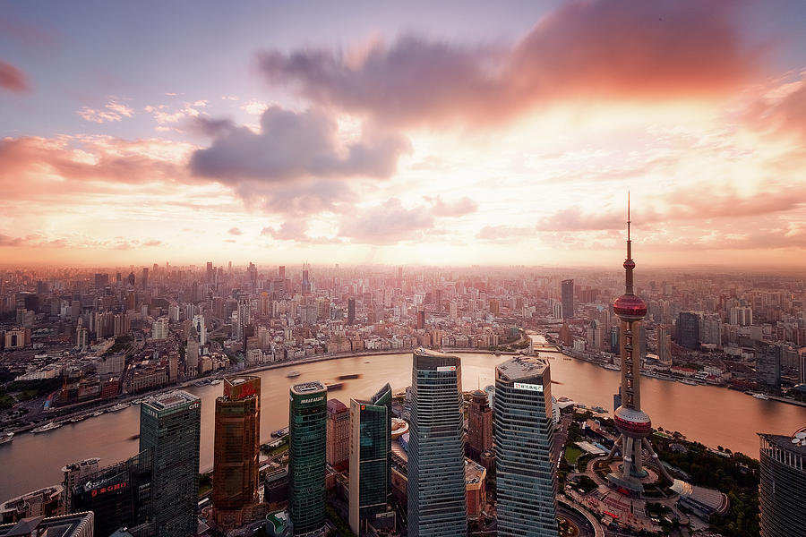 Shanghai With Drifting Clouds Photograph by Blackstation