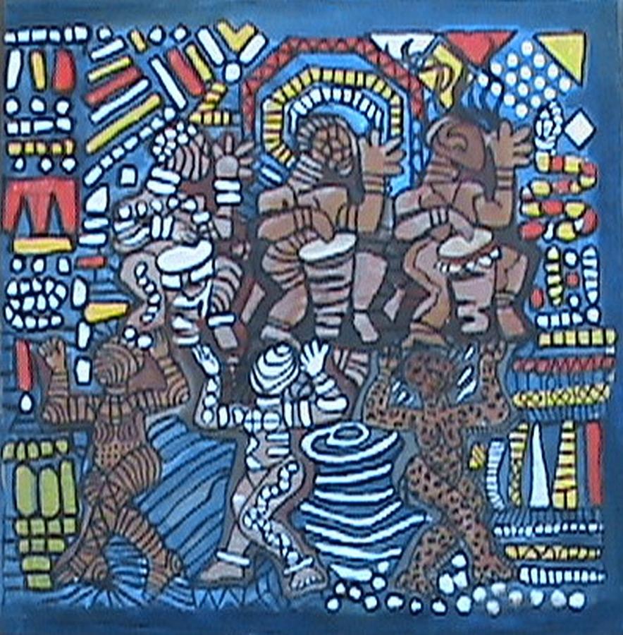 Shango Temple Dancers Painting by Kalikata MBula