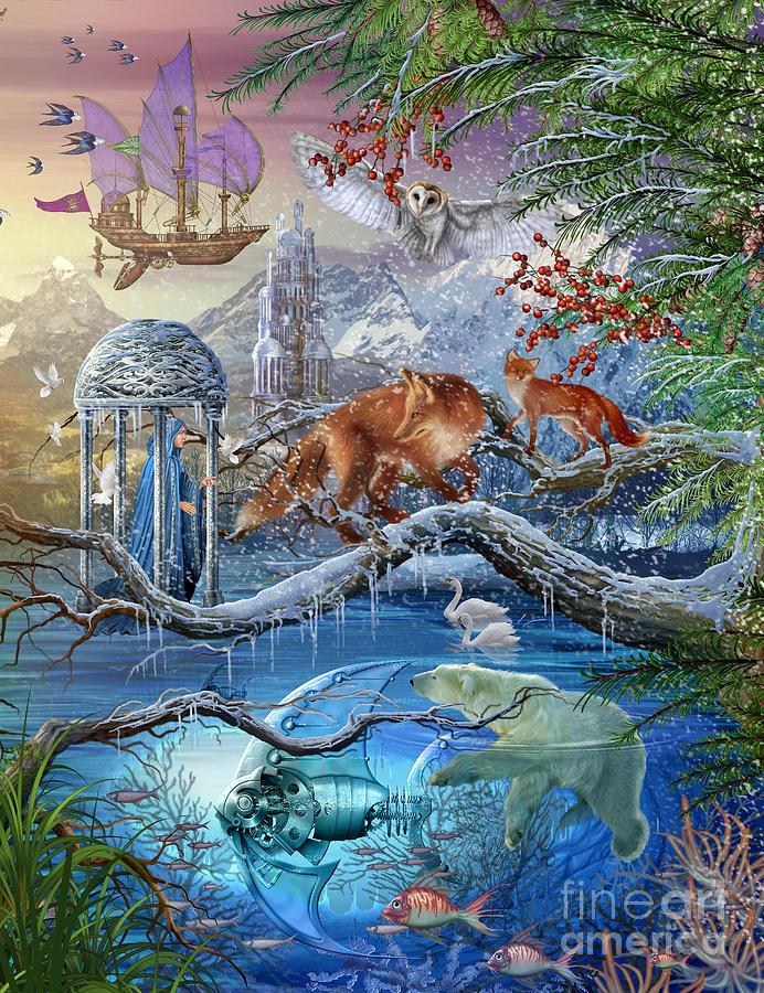 Animal Digital Art - Shangri La Winter by MGL Meiklejohn Graphics Licensing