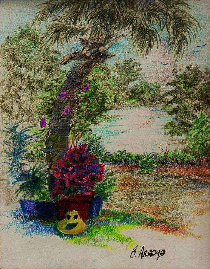 Landscape Drawing - Shannons Garden by Beth Arroyo Landscape Drawing - Shannons Garden by Beth Arroyo